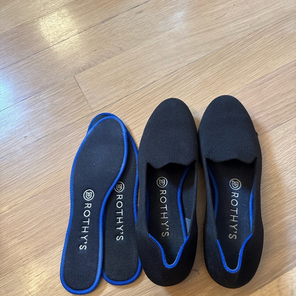Rothy's Black and Blue Slip-On Shoes
